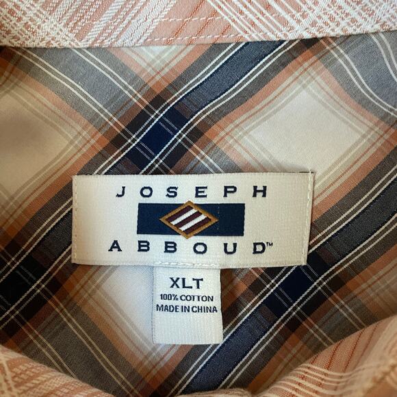 Joseph Abboud Contrast Cuffs Shirts Men XLT Lot of 2 Blue Pink Plaid Western LS - Picture 6 of 11